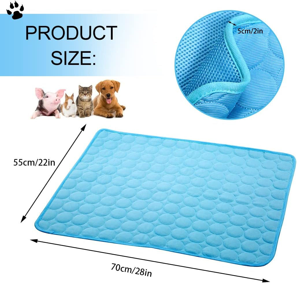 Self-Cooling Mat for Dogs Cats-Ice Silk Pet Cooling Pad, Portable & Washable Dog Cooling Blanket for Kennel/Sofa/Bed/Floor/Car Seats
