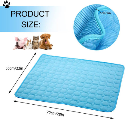 Self-Cooling Mat for Dogs Cats-Ice Silk Pet Cooling Pad, Portable & Washable Dog Cooling Blanket for Kennel/Sofa/Bed/Floor/Car Seats