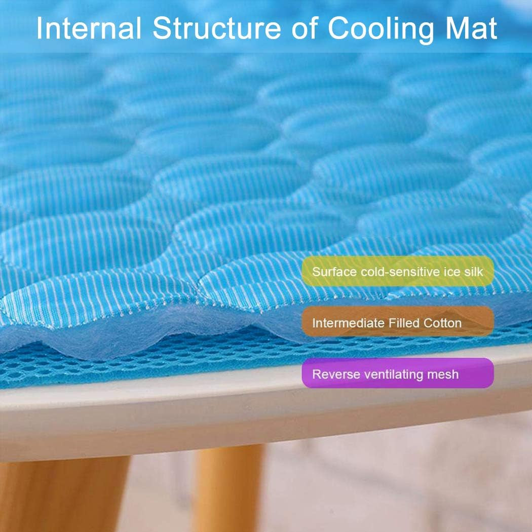 Self-Cooling Mat for Dogs Cats-Ice Silk Pet Cooling Pad, Portable & Washable Dog Cooling Blanket for Kennel/Sofa/Bed/Floor/Car Seats