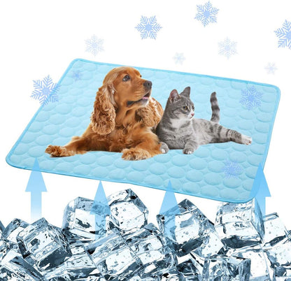Self-Cooling Mat for Dogs Cats-Ice Silk Pet Cooling Pad, Portable & Washable Dog Cooling Blanket for Kennel/Sofa/Bed/Floor/Car Seats