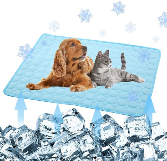 Self-Cooling Mat for Dogs Cats-Ice Silk Pet Cooling Pad, Portable & Washable Dog Cooling Blanket for Kennel/Sofa/Bed/Floor/Car Seats